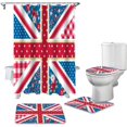thumbnail image 2 of FMSHPON England Flag Decor 4 Piece Bathroom Set Shower Curtain Bath Rug Contour Mat and Toilet Lid Cover, 2 of 8