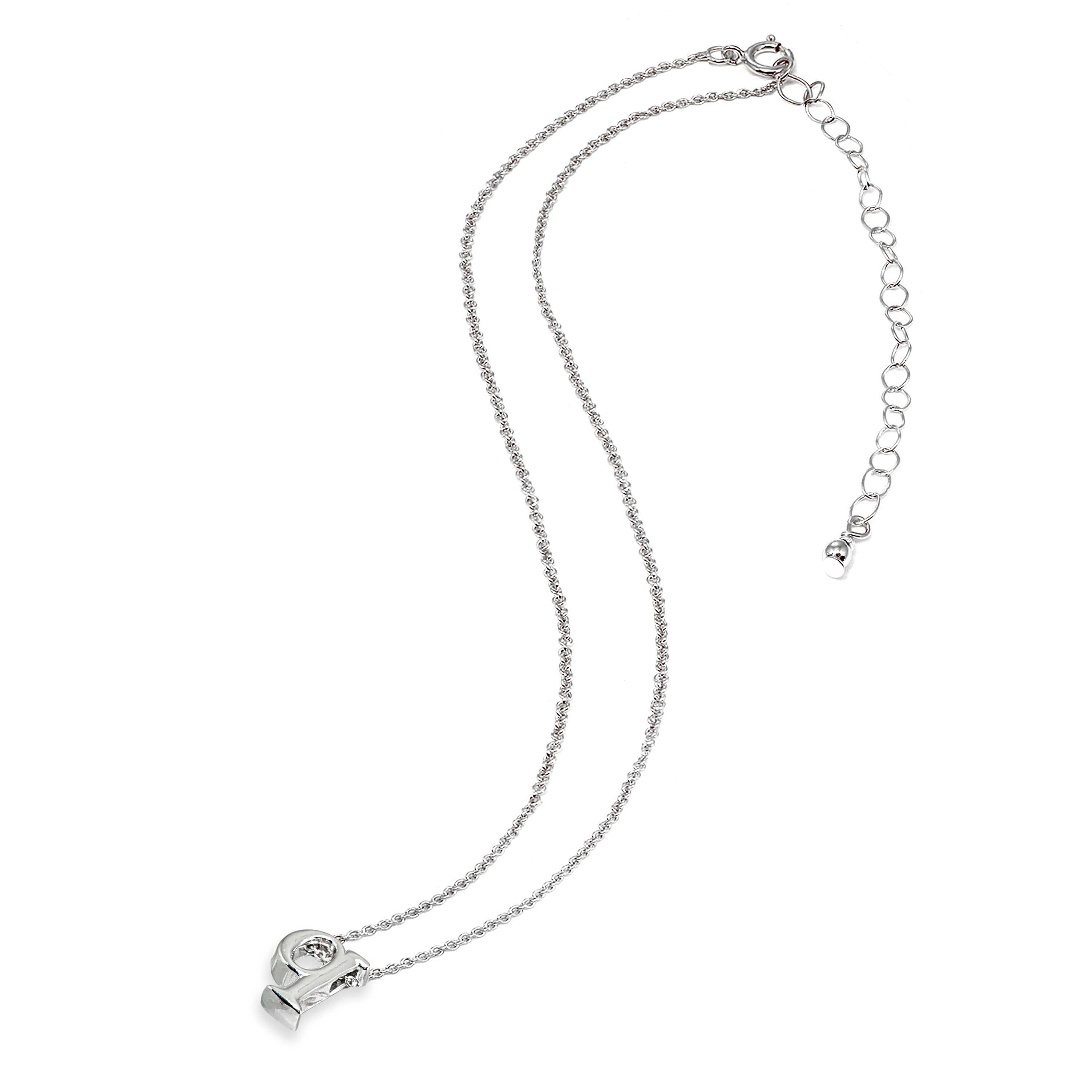 N Letter Initial Alphabet 925 Silver Necklace, 15 inches with Extender