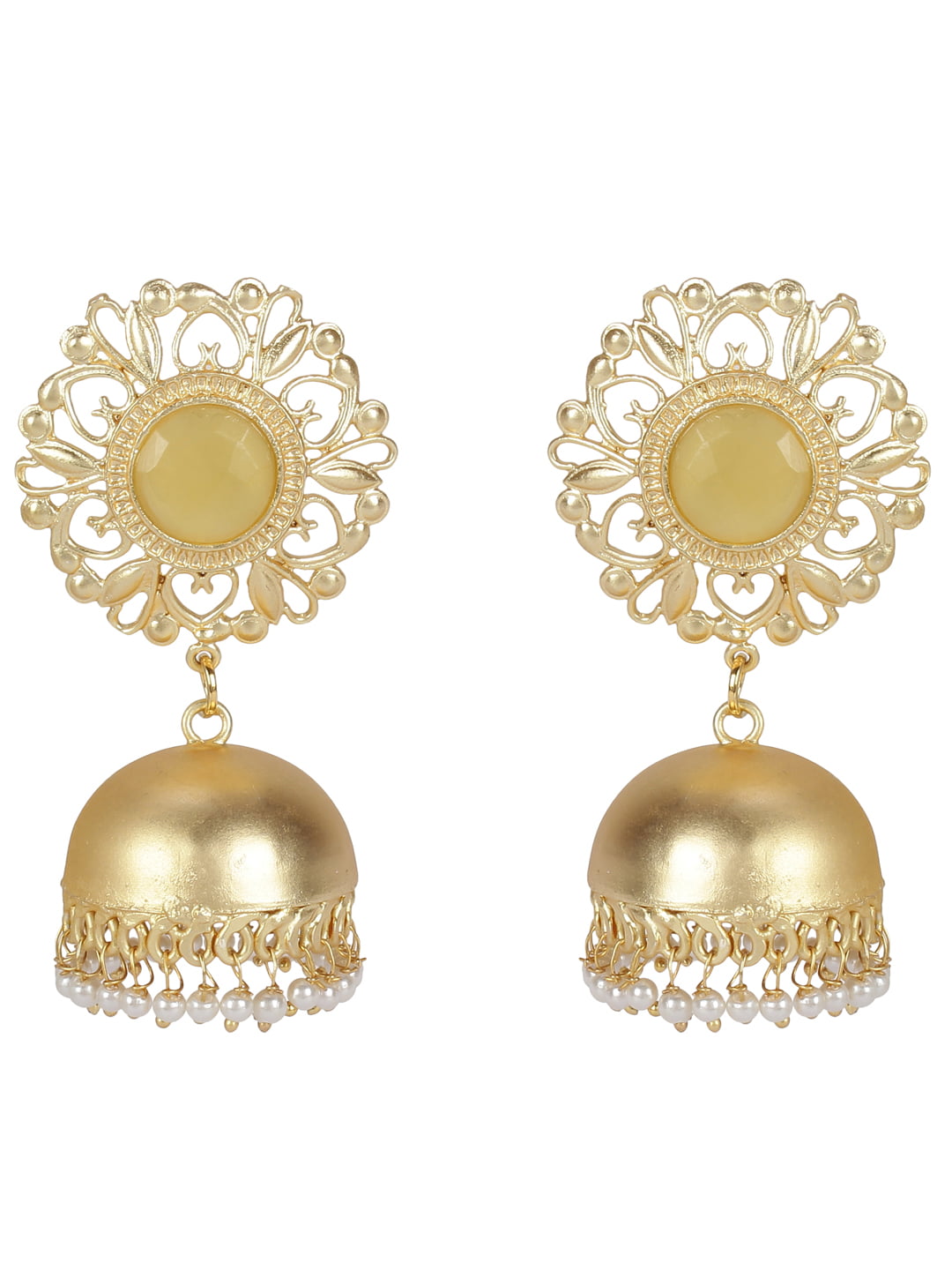 Blee19 Latest Stylish Fancy Gold Plated Traditional Earring Beads Drop  Temple Jhumka Earrings