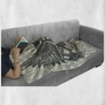 thumbnail image 6 of Rock Music Soft Flannel Fleece Blanket, Striped Background Instrument Wings Speakers Rock and Roll Design Hipster, Cozy Plush for Indoor and Outdoor Use, 60" x 80", Taupe Dust Cream, by Ambesonne, 6 of 6