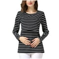 thumbnail image 2 of Rciityk Women's Maternity Nursing Tops Long Sleeve Breastfeeding Shirt Fall Casual Crew Neck Striped Postpartum Loungewear, 2 of 8