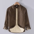 thumbnail image 3 of Men's Casual Corduroy Shirt Long Sleeve Comfortable Pocket Collarless Top Soft Breathable Stylish Versatile Men's Oversized Tee Summer Tops Streetwear, 3 of 3