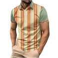 thumbnail image 3 of Fnnxeal Mens Polo Shirts, Casual Collared Big and Tall Shirt Striped Summer Yellow Polo Shirts for Men Size 2XL, 3 of 5