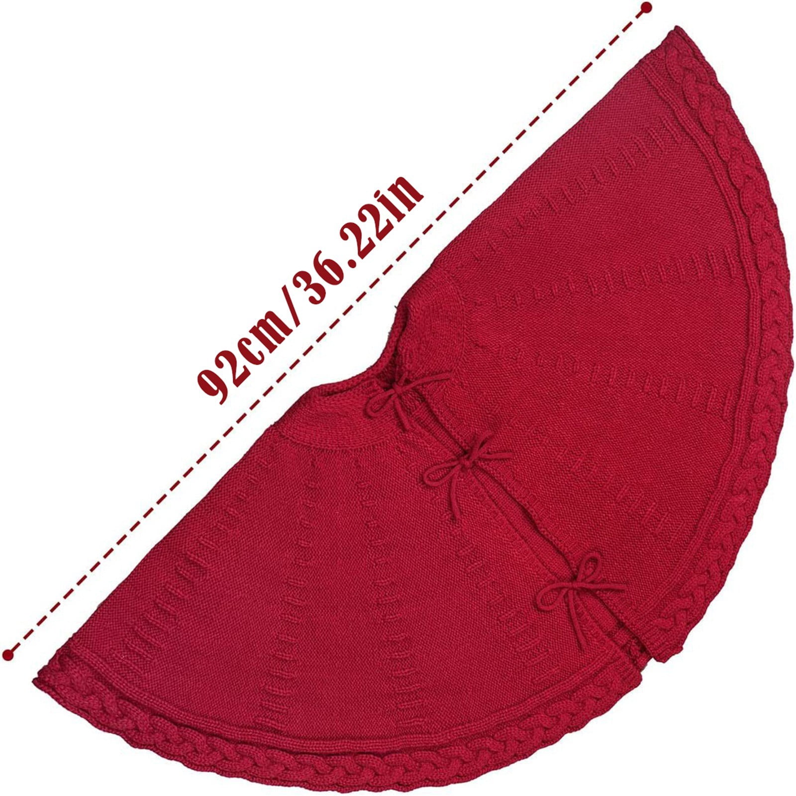 Jupe De Sapin De Noël Tricotée – 71 Cm, Rouge, Cache-pieds Déco – Avec Pinces En Bois Incluses - 12
