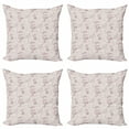 thumbnail image 1 of Ambesonne Vintage Throw Pillow Cover 4 Pack, Tender Wild Herbs Flowers, 24", Grey Pink and Ivory, 1 of 2