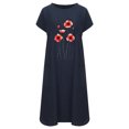 thumbnail image 4 of SMihono Robes d'Été Bohémiennes pour Femmes Grande Taille Couleur Unie Manches Courtes Col Rond Robe Imprimée avec Poches Robe Midi, 4 of 4