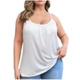 thumbnail image 6 of Plus Size Women V Neck Spaghetti Strap Tops Trendy Ruched Casual Tops Comfortable Soft Loose Fit Summer Tees with Built-in Bra White 5XL, 6 of 6