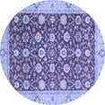 thumbnail image 1 of Ahgly Company Machine Washable Indoor Round Oriental Blue Traditional Area Rugs, 4' Round, 1 of 4