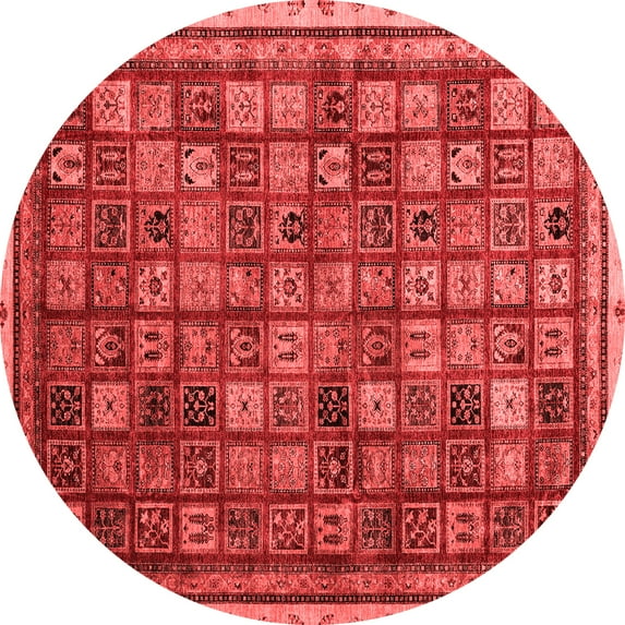 Ahgly Company Machine Washable Indoor Round Oriental Red Modern Area Rugs, 6' Round