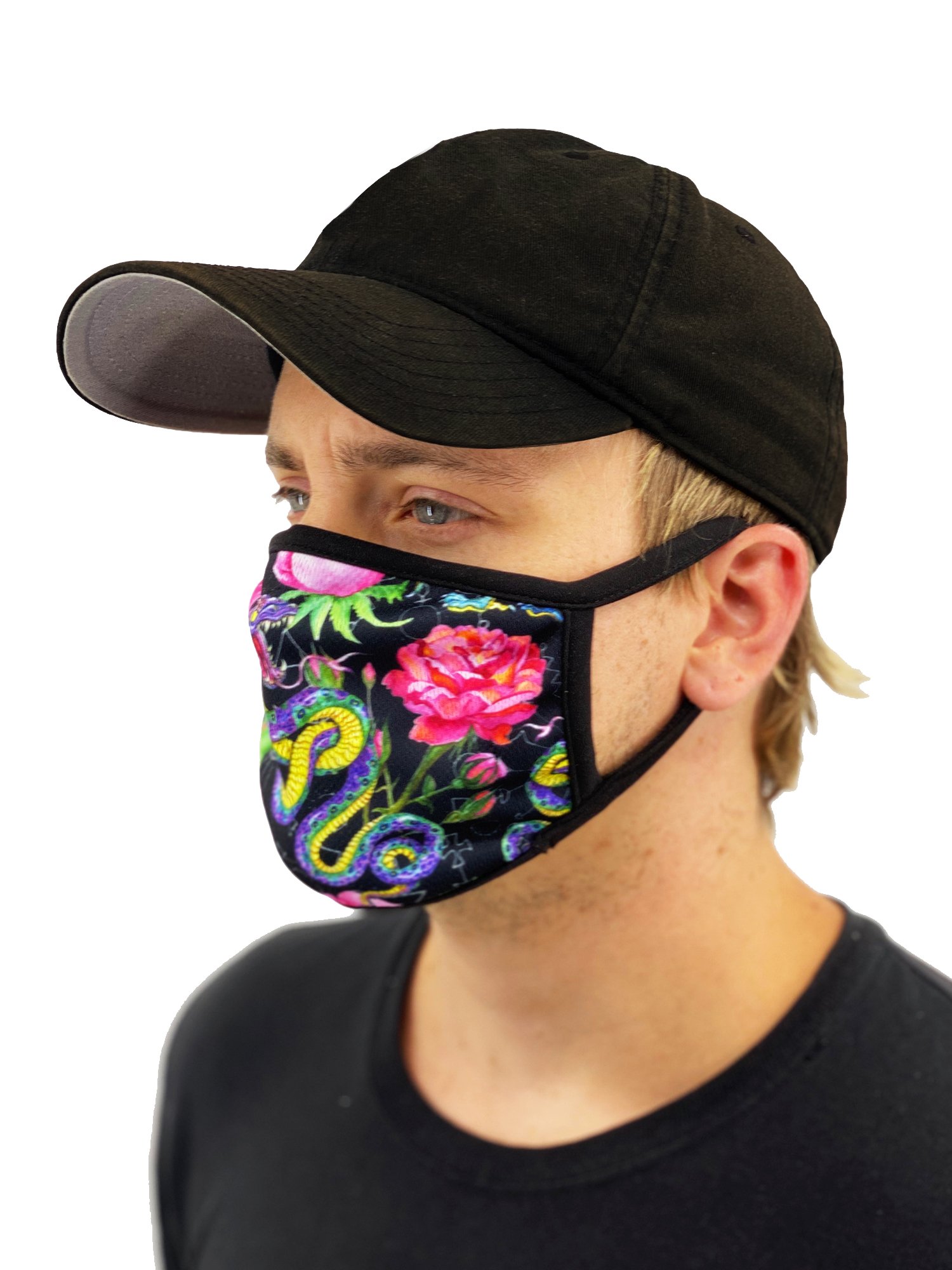 Snake Withe Filter Snakes and Roses Face Mask With Filter Pocket - Walmart.com