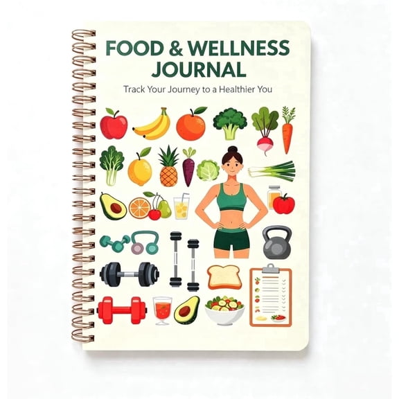 Kerixi Food Journal, Spiral Bound Undated A5 Daily/Weekly Food Diary & Meal Planner for Women, Track Calories & Weight Loss Progress