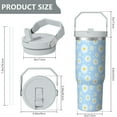 thumbnail image 5 of 1pc Daisy flower 30oz Tumbler with Straw & Handle - Insulated Stainless Steel Cup | Holiday Gift for Man Women (Christmas, Valentine's, Birthday), 5 of 7