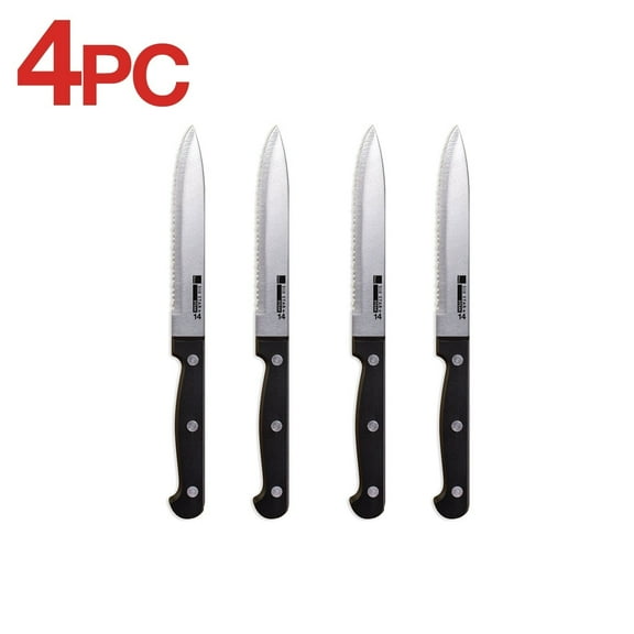 Ronco 4 Piece Steak Knife Set,Stainless-Steel Serrated Blades Full-Tang Knives