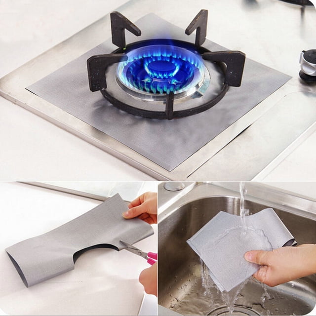 EXHUMKY Protection Anti-Rayures Réutilisable Doublure de Cuisinière à Gaz Protecteurs de Cuisinière Gris Lot de 1