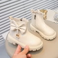 thumbnail image 5 of Bnwani Girls Winter Boots Ankle PU Leather Side Zipper Bow Flat Booties 3-9 Years, 5 of 7