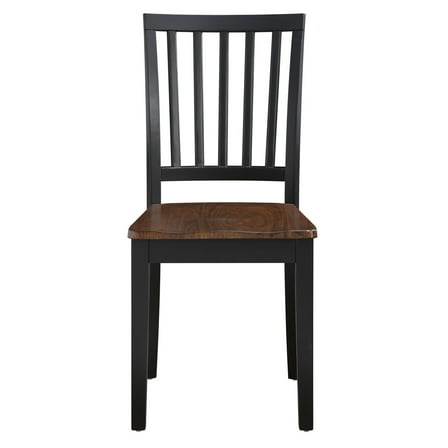 Steve Silver Joplin Slat Back Set of 2 Dining Side Chairs, Walnut and Ebony Two Tone