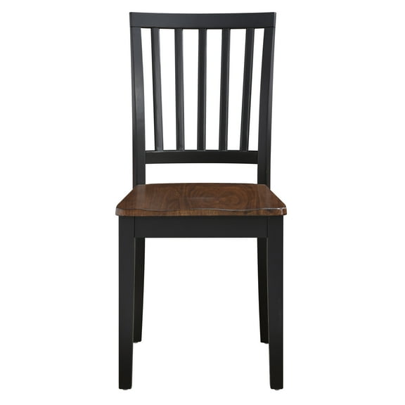 Steve Silver Joplin Slat Back Set of 2 Dining Side Chairs, Walnut and Ebony Two Tone
