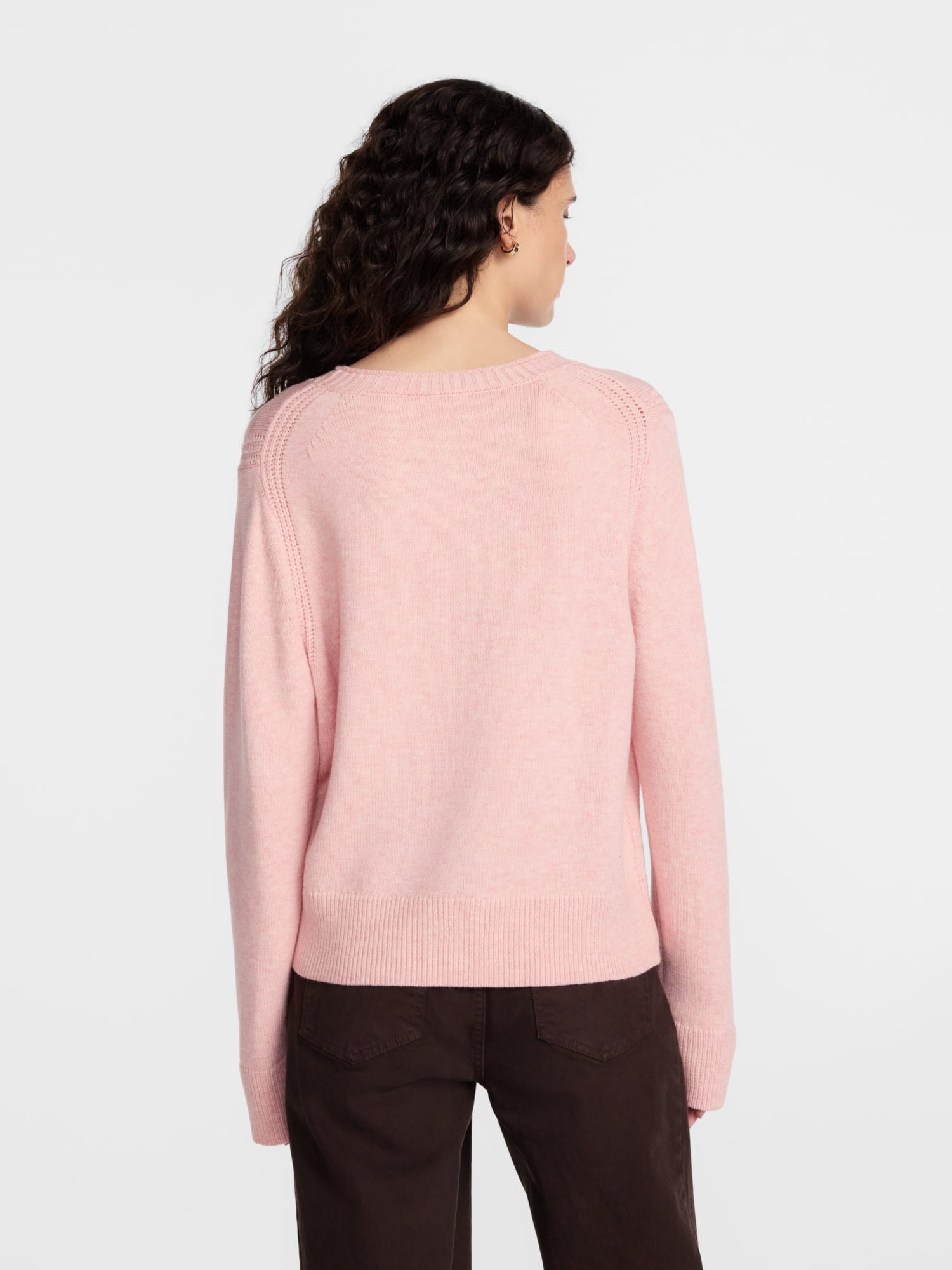 Scenario Women's and Women's Plus Cozy Crewneck Sweater with Long Sleeves, Sizes XS-4X