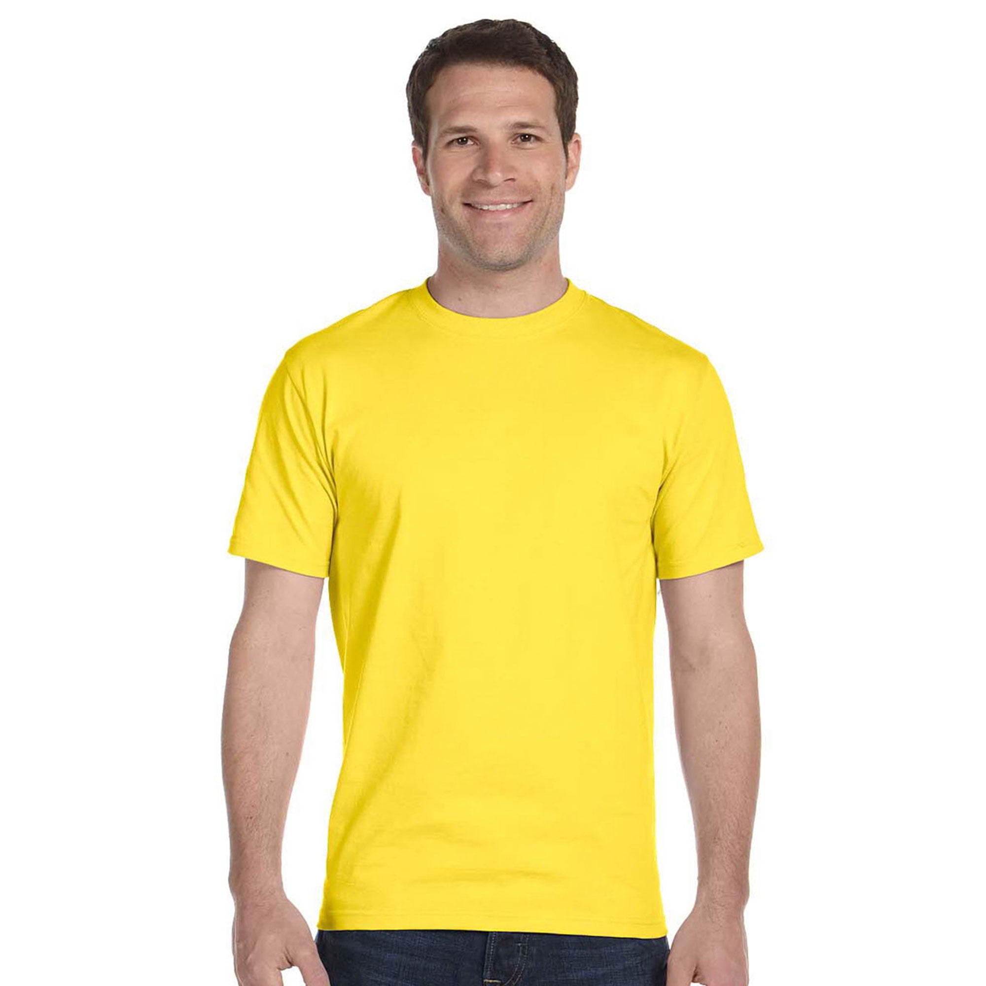 Hanes Hanes Mens Short Sleeve Crewneck Beefy TShirt, Yellow, XLarge