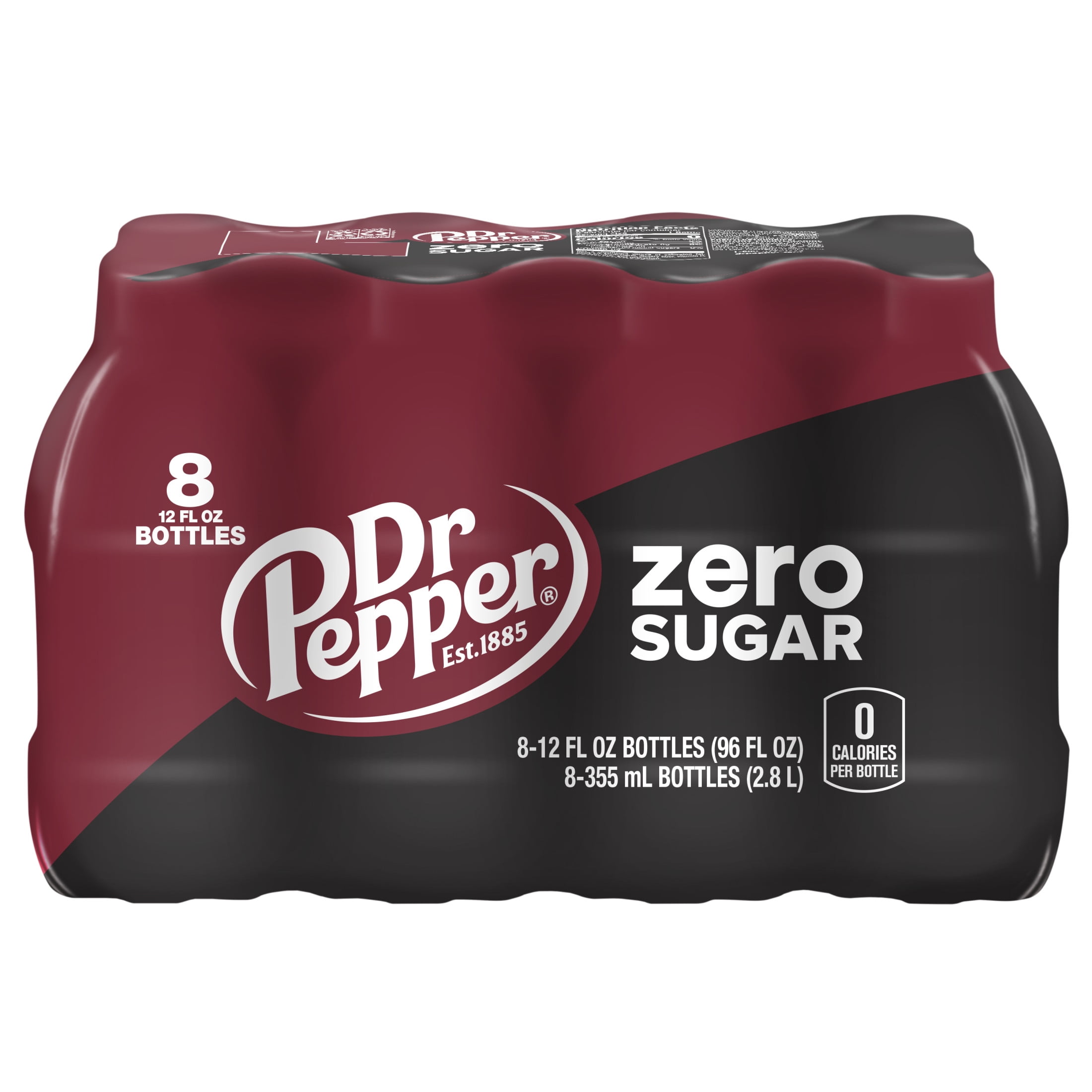 Dr Pepper Zero Sugar Soda Pop, 12 fl oz, 8 Pack Bottles