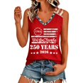 thumbnail image 3 of USA Tank Top Women Casual Independence Day Print Sleeveless Summer Top 250 Anniversary USA Tshirt Red XXXL, 3 of 5