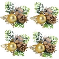 putnchl 4 Pc Artificial Christmas Assorted Holly Picks Stems Branches Picks Spray With Holly Leaves For Christmas Tree Floral Wreath Winter Holiday Season Decorations