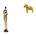 thumbnail image 1 of Figura escultórica de una mujer tribal africana y estatua de un caballo de Dalecarlian. Ideal para decorar la mesa, la estantería, la entrada o cualqu, 1 of 8