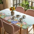 thumbnail image 3 of Cute Easter Bunny Table Cloths for 6 Foot Rectangle Tables, Eucalyptus Leaves Colorful Eggs Teal Patio Waterproof Elastic Fitted Tablecloths, Washable Rectangular Table Cover for Camping, 3 of 8