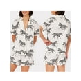 thumbnail image 3 of Yunliwuli Women Summer Pjs Set Zebra/Tiger Print Button Short Sleeves T-Shirt and Elastic Shorts for Loungewear Soft Sleepwear, 3 of 9