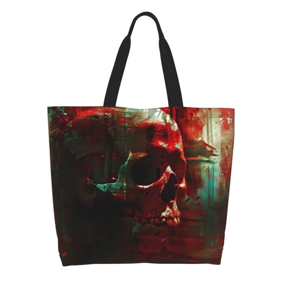 Easygdp Red Dark Skull Abstract Tote Bags for Women,Women Travel Shoulder Bags Handbags,Big Capacity Shopping Work Bag