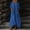 Blue, variant on Ayolanni Pleated Fall Dresses for Women 3/4 Sleeve Solid Cotton Linen V-Neck Long A-Line Dress Lightweight Casual Holiday Sundress with Pockets Blue L