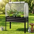 thumbnail image 4 of Costway 1 PCS Galvanized Raised Garden Bed with Legs Greenhouse Cover Roll-up Door for Vegetable Black, 4 of 10