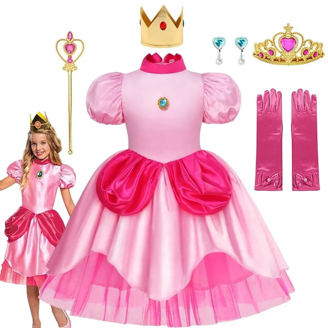 Disfraz clásico de Anime Con cómic para niñas, vestido de princesa melocotón para carnaval, Cosplay, juego de rol de Halloween, bata de disfraz de melocotón NPC