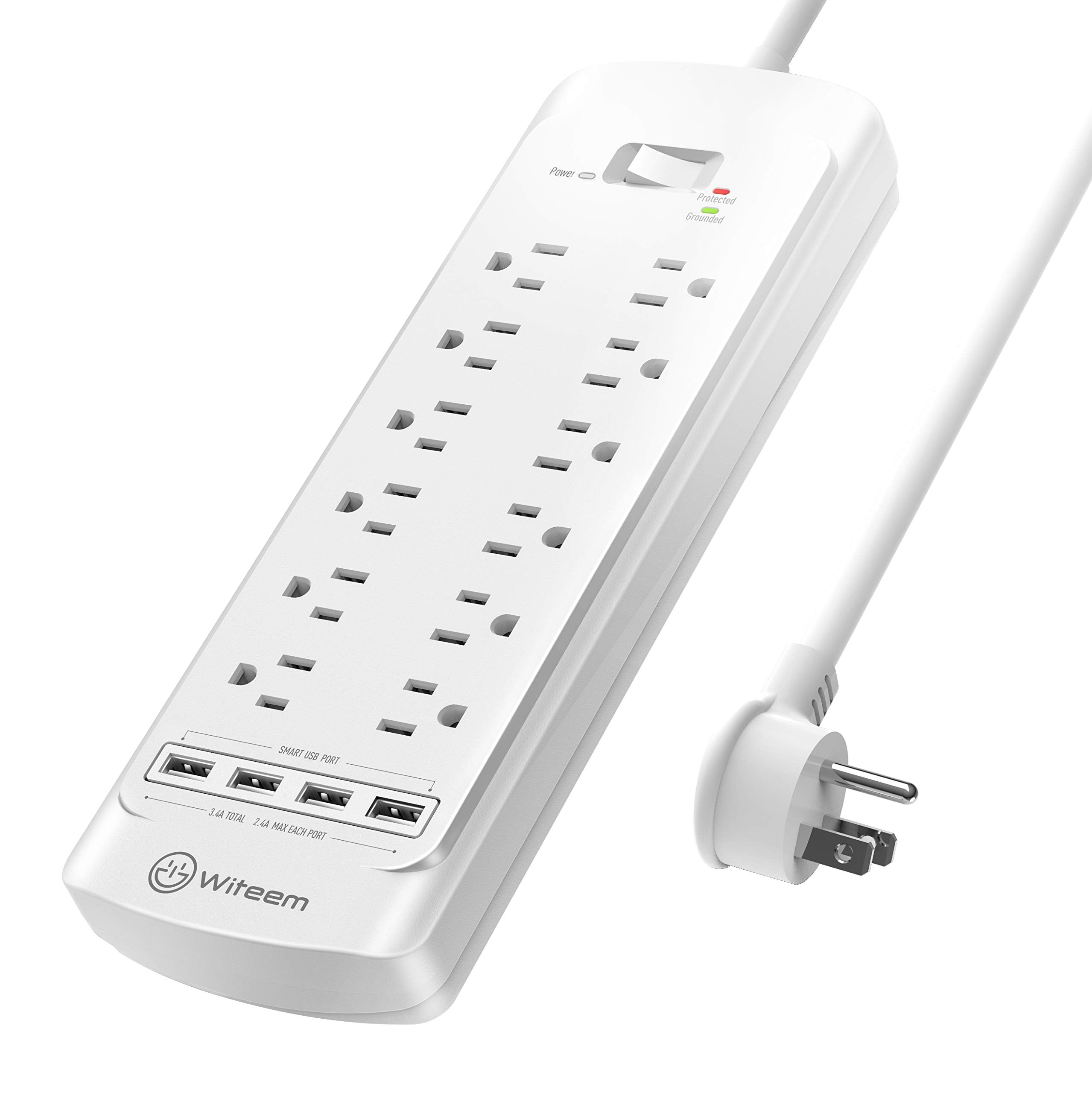 Surge Protector with USB (4360 Joules), Witeem 12 Outlets Power Strip