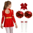 thumbnail image 2 of Aiihoo Kids Girls Cheerleading Dress Cheer Leader Suit Long Sleeve Dance Leotard Dress with Stocking A Red 8, 2 of 6