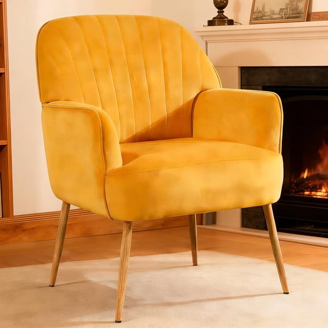 Silla, moderna tapizada para un solo lado, sillón de lectura con patas de metal para recámara, sala de espera