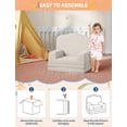 thumbnail image 4 of Kids Couch, 2-in-1 Comfy Toddler Couch Fold Out, Convertible Sofa to Lounger Foam Kids Chair with Soft Sherpa, Gift for Girls and Boys (White Crown), 4 of 8