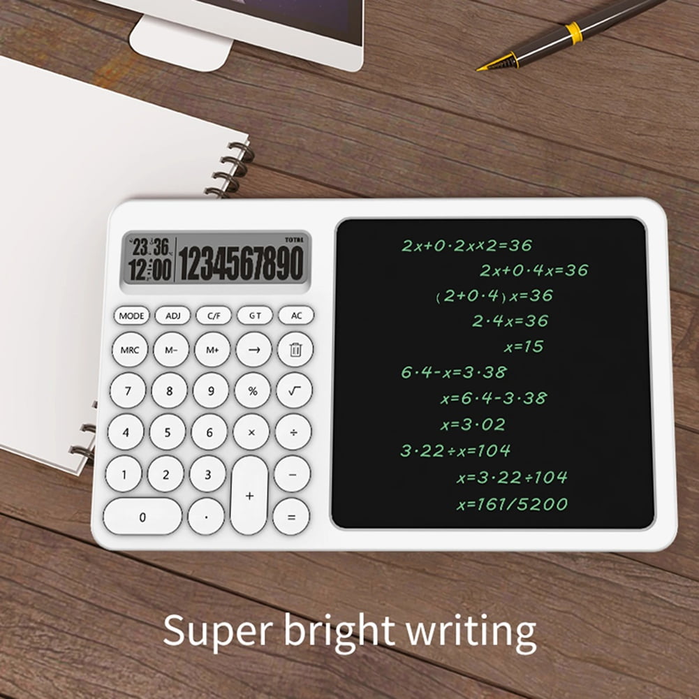 10 Digit Calculator LCD Screen Writing Pad Basic Calculator with Erasable Handwriting Notepad for Office School,1 x Calculator LCD writing tablet(comes with a button battery 2032),White&Black