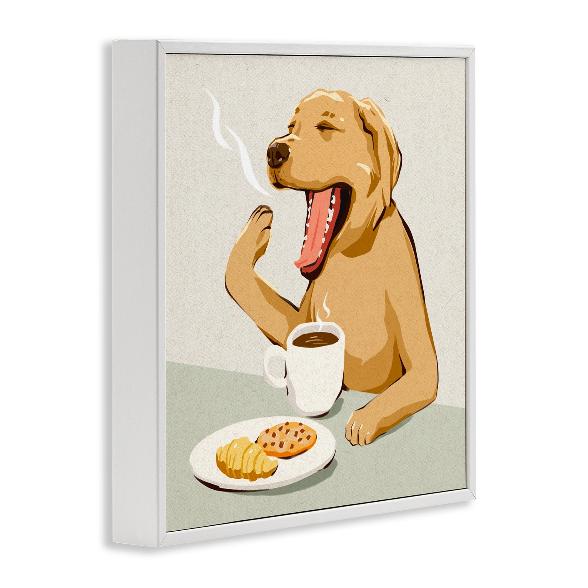 Stupell Industries Yawning Dog Morning Coffee White Framed Giclee Art, design by Ziwei Li