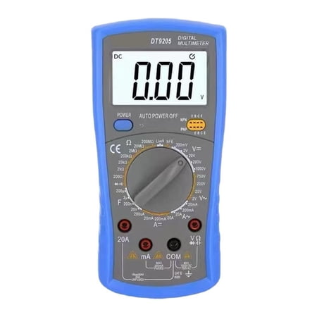 Mosiee Dt9205 Digital Multimeter with Auto Range 1999 Count Lcd Display for Voltage Current Resistance Capacitance Temperature Testing