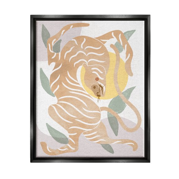 Abstract Tiger Geometric Pattern Animals & Insects Graphic Art Jet Black Framed Art Print Wall Art