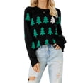 thumbnail image 2 of Suéter Navideño Divertido y Feo para Mujer, Suéter de Punto de Larga con Diseño de , Árbol y de Nieve Negro M, 2 of 10