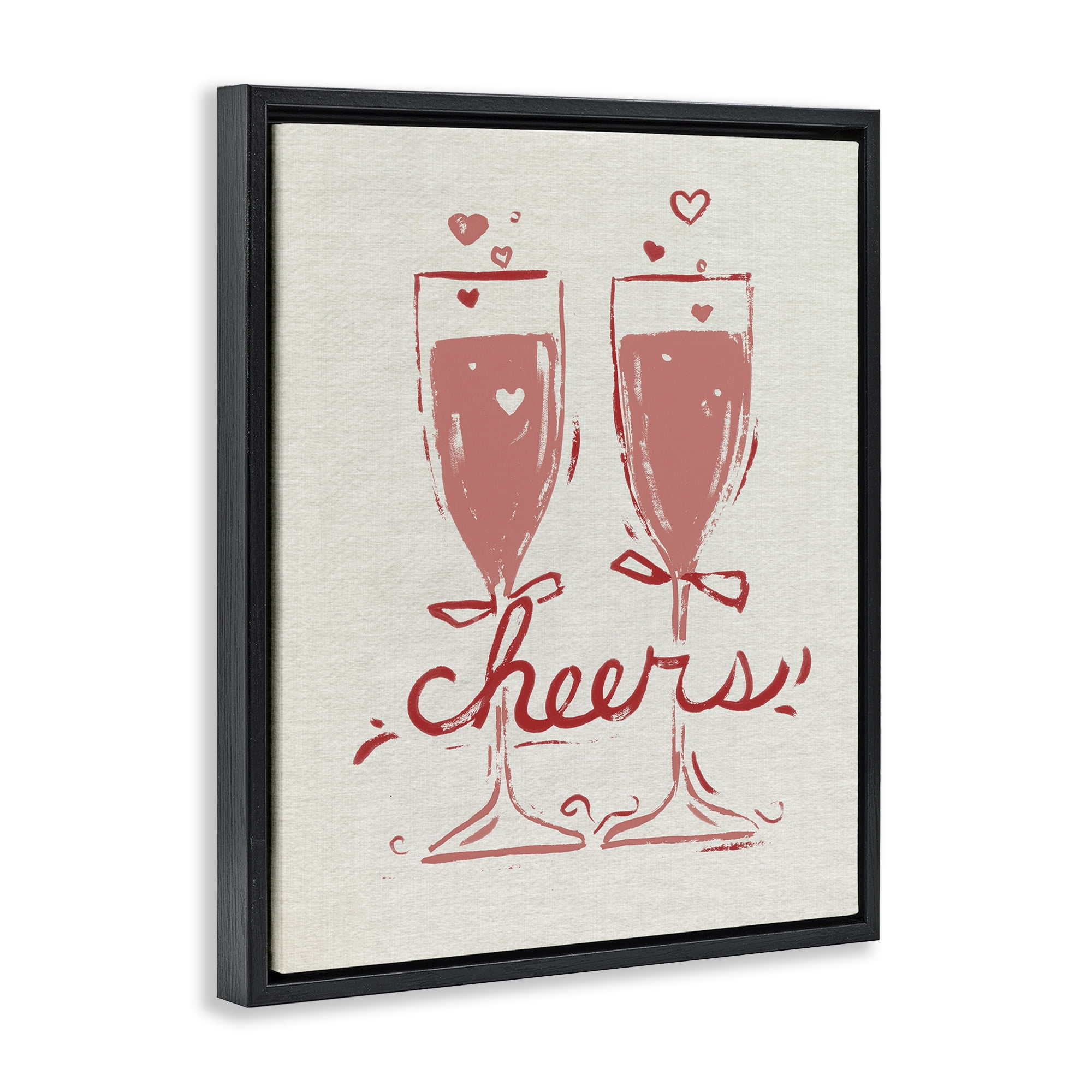 Stupell Industries Romantic Cheers To Love Black Framed Floater Canvas Wall Art, design by June Erica Vess
