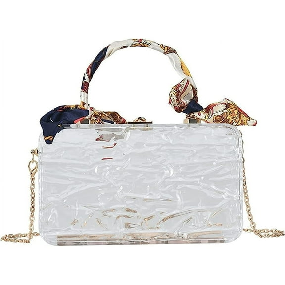 Kukuzhu Acrylic Transparent Evening Handbags Women Chic Soft Handle Party Evening Clutch Purse