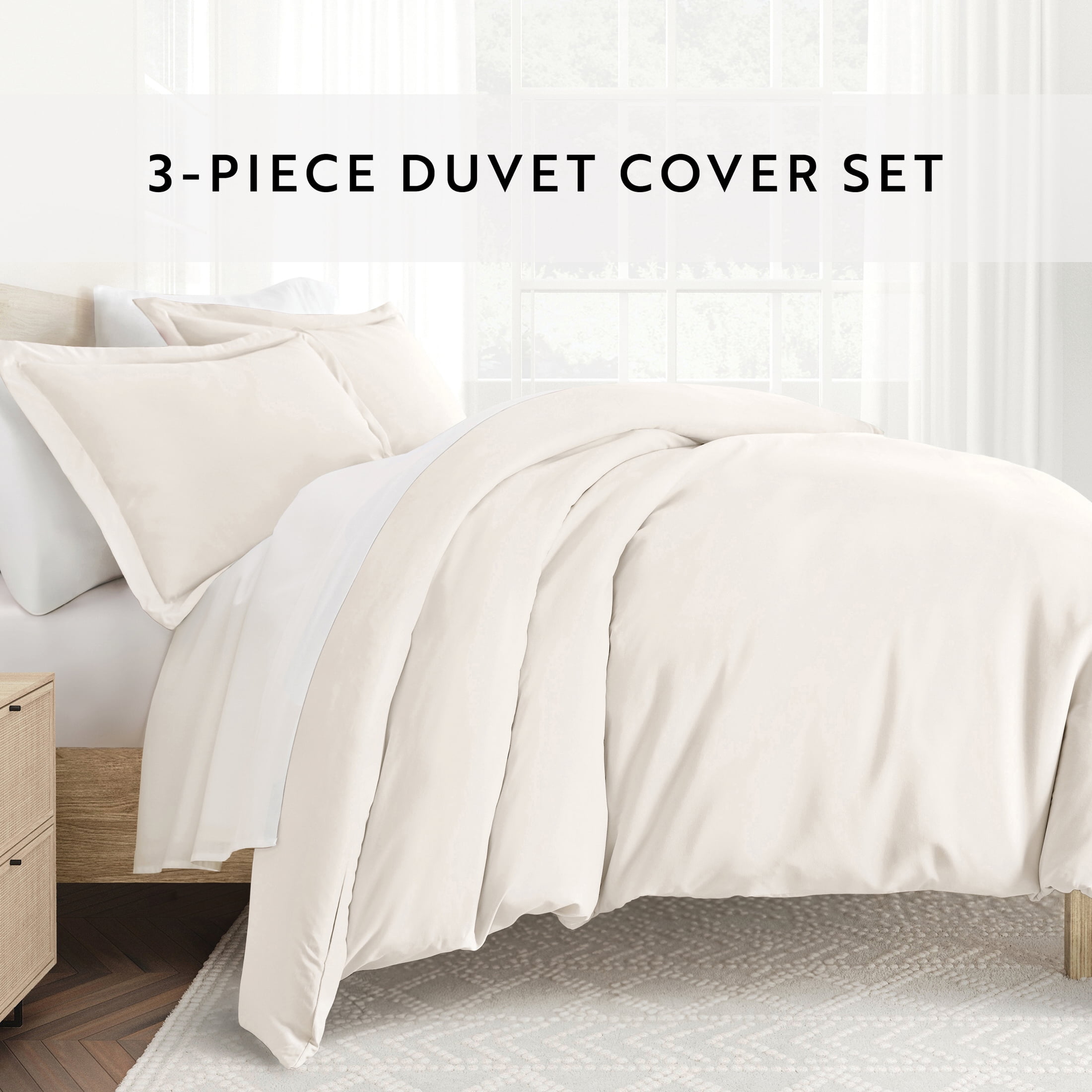 Noble Linens 2-Piece Ivory Duvet Cover Set, Twin/Twin XL