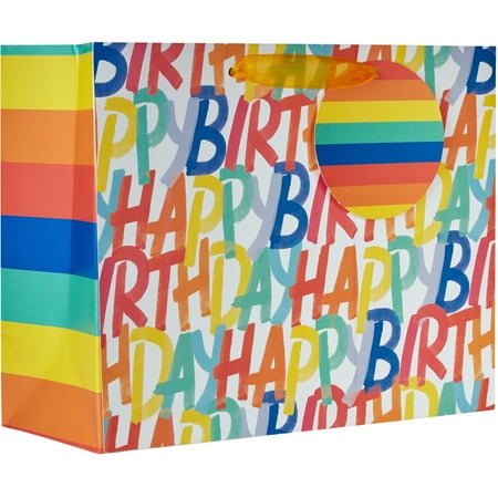 Jillson & Roberts Large Gift Bags, Rainbow Birthday (30 Pcs)