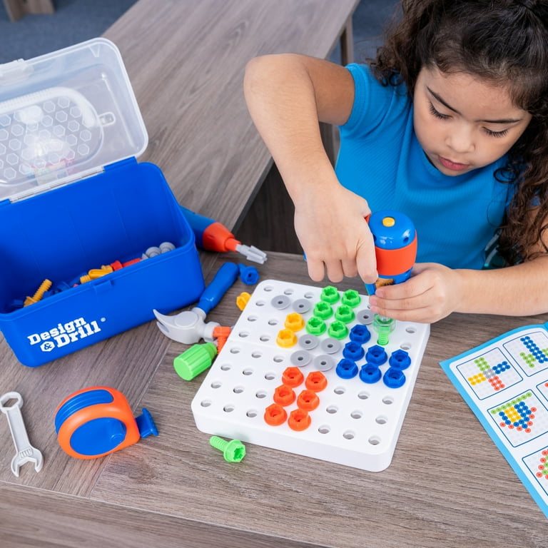 Educational Insights Design Drill Toolbox STEM Toy 70 Pieces with Kid Friendly Electric Drill Screwdriver Travel Toys for Boys Girls Ages 3 Walmart