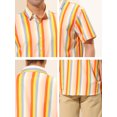 thumbnail image 6 of MODA NOVA Big & Tall Men's Summer Vertical Stripe Print Button Down Shirt Yellow Orange XLT, 6 of 6