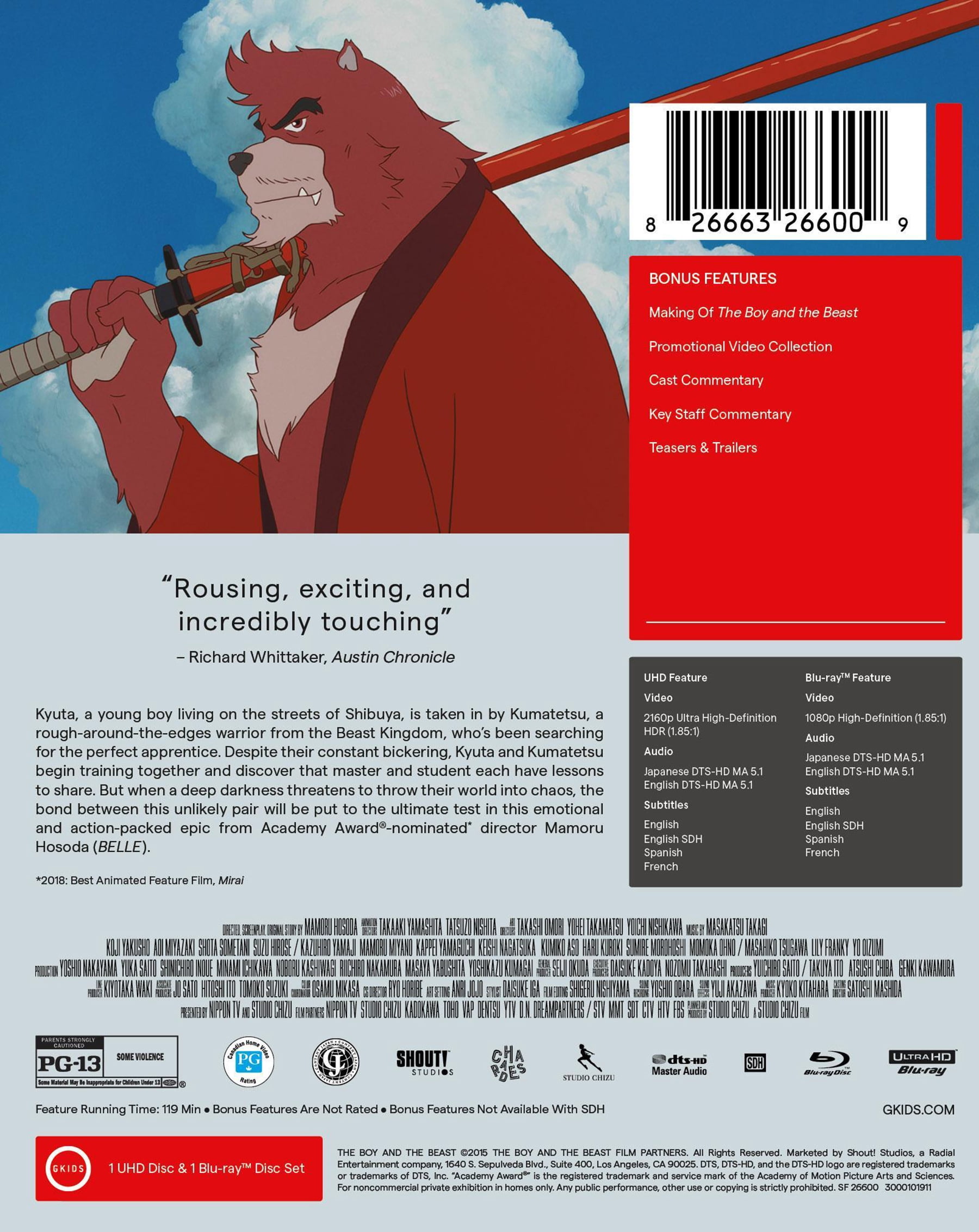 The Boy and the Beast (Limited Edition SteelBook) (4K Ultra HD + Blu-ray), Anime, Shout! Factory