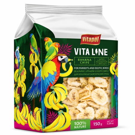 AE Cage Company Vita Line Banana Chips for Parrots and Exotic Birds [Bird Parrot Treats, New Bird Supplies, Bird Supplies] 1 count